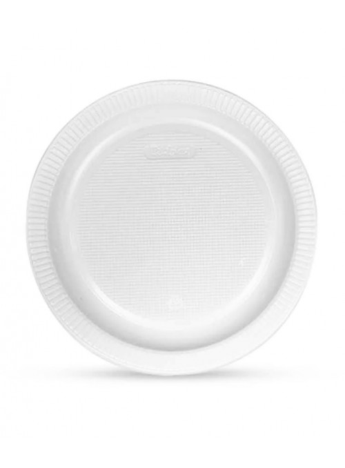 Prato de Plástico Descartável Festa Branco 21cm 10 Unidades