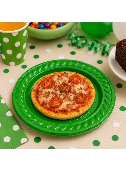 Prato de Plástico Descartável de Festa Verde 15cm 10 Unidades