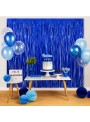 Cortina Metalizada Azul 1m x 2m Decoração de Festa Silver Festas