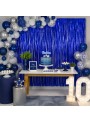 Cortina Metalizada Azul 1m x 2m Decoração de Festa Silver Festas