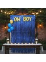 Cortina Metalizada Azul 1m x 2m Decoração de Festa Silver Festas