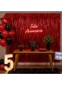 Cortina Metalizada Vermelha 1m x 2m Decoração de Festa Silver Festas