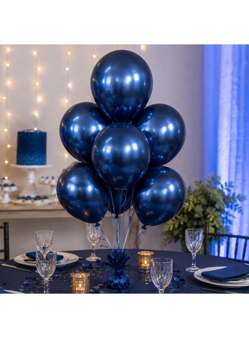 Balões de Látex Azul Safira Metálico 11 Polegadas 28cm São Roque 25 Unidades