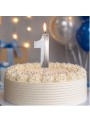 Vela de Aniversário Design Número 1 Prata Perolizada Silver Festas