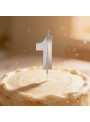 Vela de Aniversário Design Número 1 Prata Perolizada Silver Festas