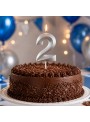 Vela de Aniversário Design Número 2 Prata Perolizada Silver Festas