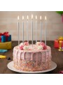 Vela de Aniversário Palito 18cm Metalizada Prata Silver Festas 8 unidades