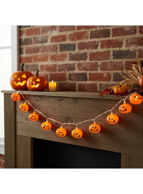 Cordão de Led Luminoso Abóbora Decoração Halloween 1,80 Metros