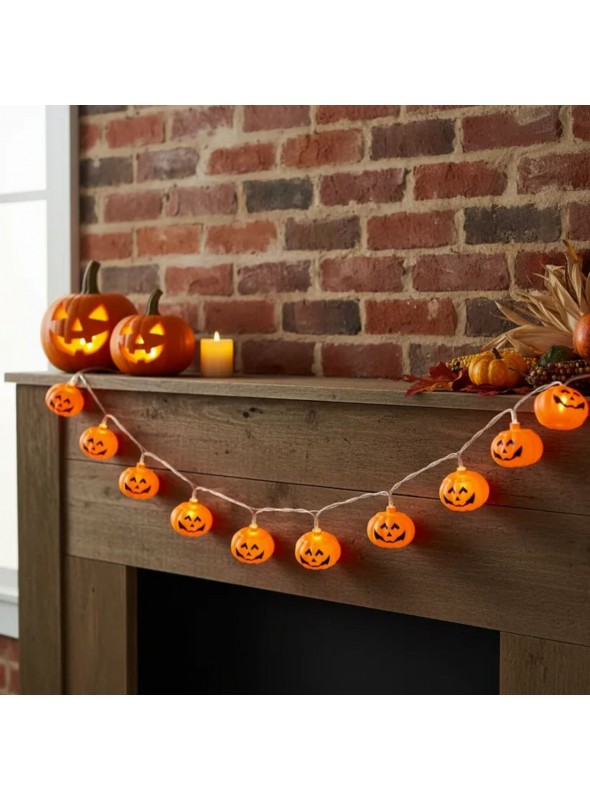 Cordão de Led Luminoso Abóbora Decoração Halloween 1,80 Metros