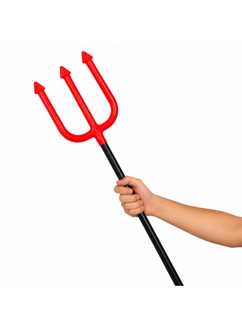 Tridente De Plástico Vermelho Desmontável 100cm Halloween