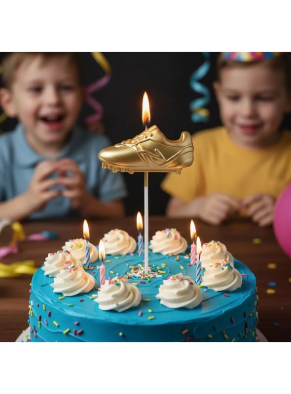 Vela De Aniversário Chuteira Dourada Para Festa Futebol 1 Un