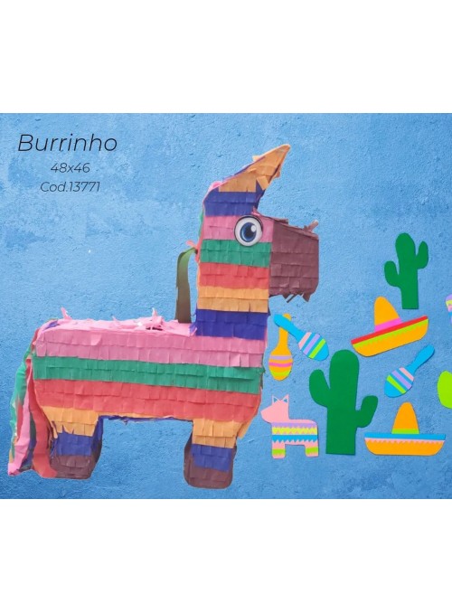 Pinhata Burrinho Colorido com Bastão e Máscara Bam Festas Boutique de Festas