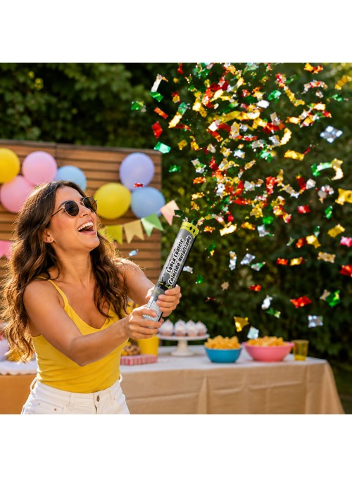 Lança Confetes Colorido Metalizado 20cm Silver Festas 1 Unidade