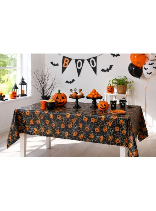 Toalha De Mesa Halloween Abóbora 137 X 183cm Descartável