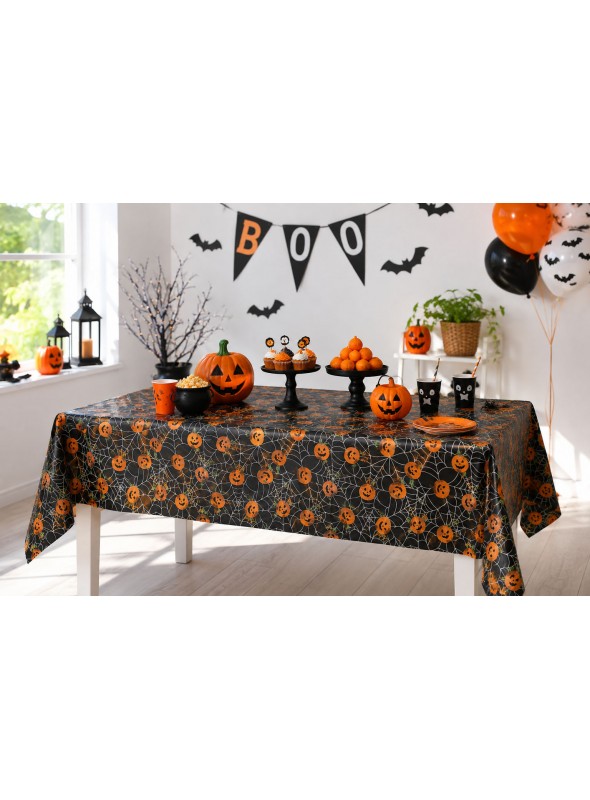 Toalha De Mesa Halloween Abóbora 137 X 183cm Descartável