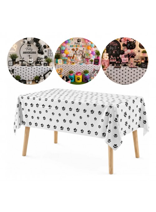 Toalha De Mesa Patinhas 137x183cm Decoração De Festa