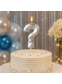 Vela de Aniversário Design Ponto de Interrogação Prata Silver Festas