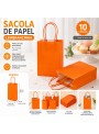 Sacola De Papel Laranja 22x16,5cm 10 Unidades Lembrancinha