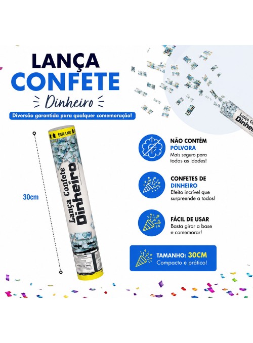 Lança Confetes Dinheiro 30cm Silver Festas