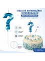 Vela de Aniversário Design Ponto de Interrogação Azul Perolizado