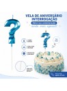 Vela de Aniversário Design Ponto de Interrogação Azul Perolizado