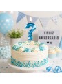 Vela de Aniversário Design Ponto de Interrogação Azul Perolizado