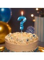 Vela de Aniversário Design Ponto de Interrogação Azul Perolizado