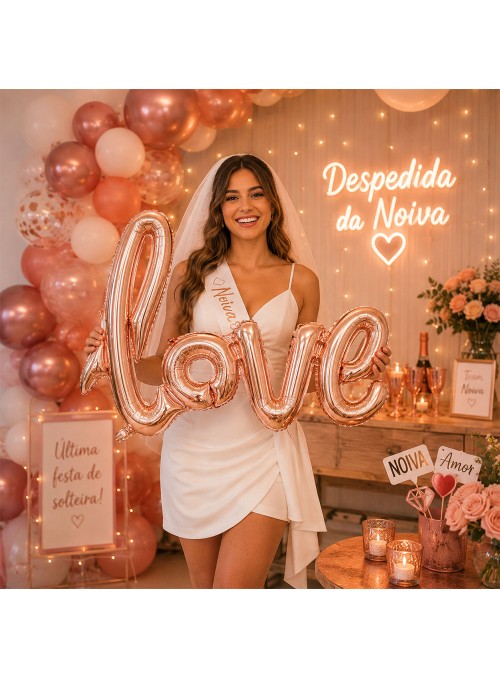 Balão Metalizado Love Rose - 1 Unidade