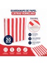 Guardanapo de Papel Listras Vermelho Folha Dupla 33x33 20 Unidades