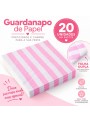 Guardanapo de Papel Listras Rosa Claro Folha Dupla 33x33 20 Unidades