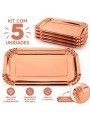 Pratos Descartáveis de Papel Retangular Rose Gold - 5 unidades