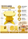Boleira para Doces Desmontável Reutilizável Festa Dourada 20cm