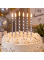 Vela De Aniversário Palito Estampada Prata Ou Dourado 6 Unid