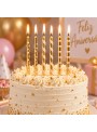 Vela De Aniversário Palito Estampada Prata Ou Dourado 6 Unid