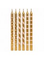 Vela De Aniversário Palito Estampada Prata Ou Dourado 6 Unid