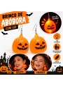 Par de Brincos Halloween Abóbora Laranja com Led Luminoso Fantasia
