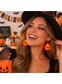 Par de Brincos Halloween Abóbora Laranja com Led Luminoso Fantasia