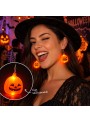 Par de Brincos Halloween Abóbora Laranja com Led Luminoso Fantasia
