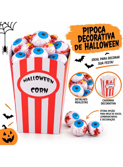 Pipoca Decorativa Olho Festa Halloween 15cm Dia das Bruxas