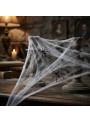 Teia de Aranha Branca e 2 Aranhas Decoração Festa Halloween 20g Silver Festas