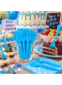 Garfo de Plástico Sobremesa Azul Claro 50 Unidades Descartáveis de Festa
