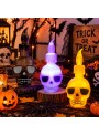 Caveira Luminosa com Led Decoração Halloween 10x4cm Cores Sortidas 1 Unidade