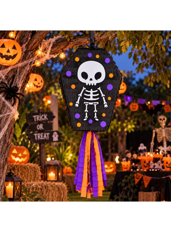 Pinhata Esqueleto Halloween Com Bastão E Máscara Bam Festas