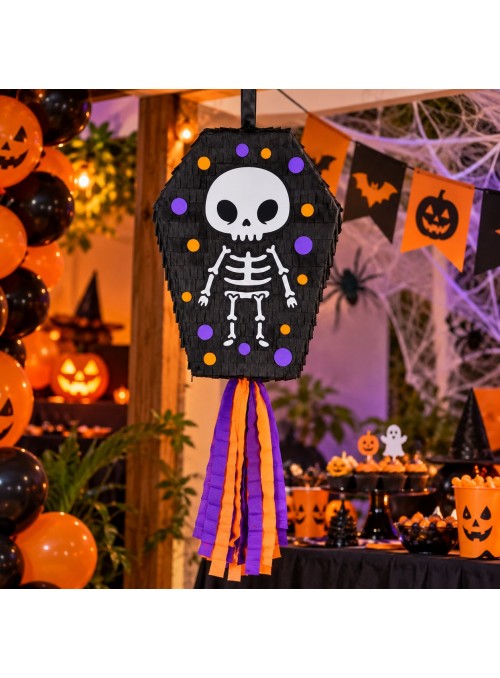 Pinhata Esqueleto Halloween Com Bastão E Máscara Bam Festas