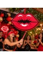 Pinhata Boca Beijo Vermelho Com Bastão E Máscara Bam Festas