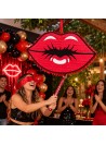 Pinhata Boca Beijo Vermelho Com Bastão E Máscara Bam Festas