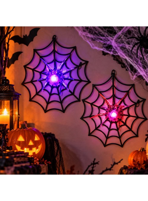 Teia de Aranha Luminosa com Led Halloween Decoração Bazar