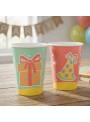 Prato E Copo De Papel Feliz Aniversário Colorido 8 Und Cada