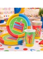 Prato E Copo De Papel Feliz Aniversário Colorido 8 Und Cada