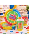 Prato E Copo De Papel Feliz Aniversário Colorido 8 Und Cada